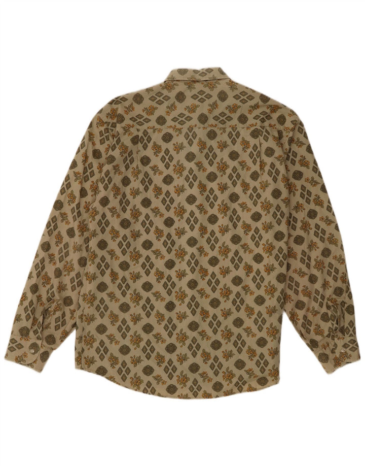 Vintage herreskjorte stor kakiblomstret polyester