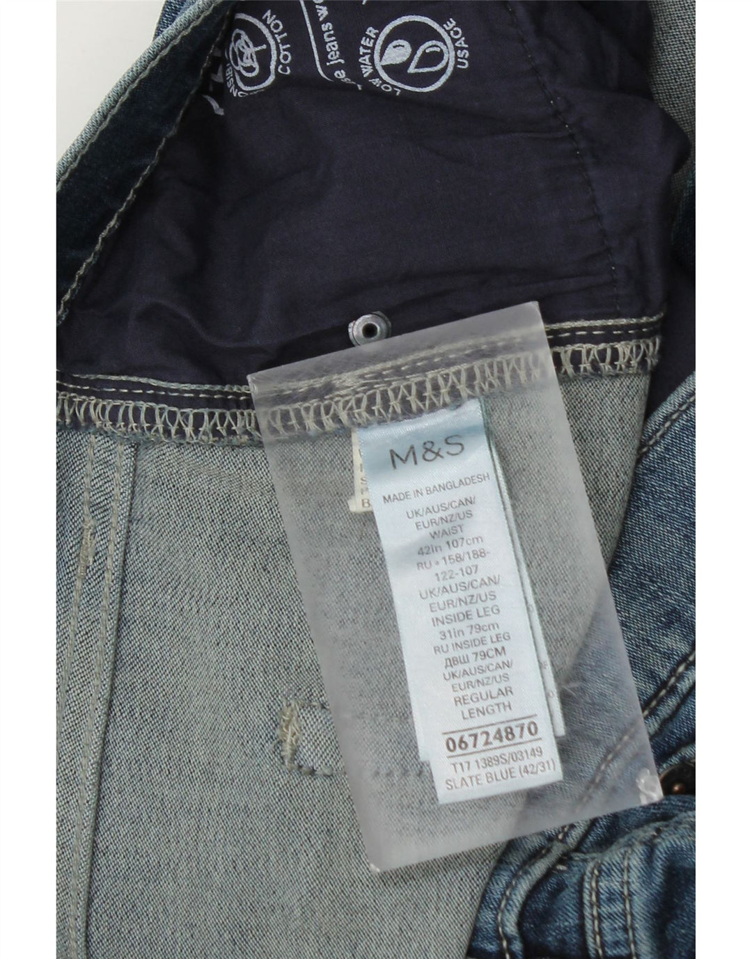 Marks & Spencer Herre Slim Jeans W42 L29 Blå Bomuld