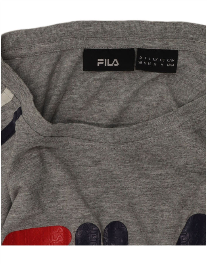 FILA Herre grafisk T-shirt top mellemgrå flækket bomuld