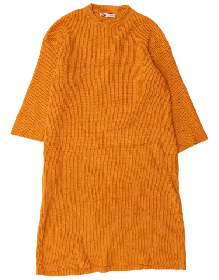 Zara Dame Oversized Jumper Dress UK 14 Medium Orange