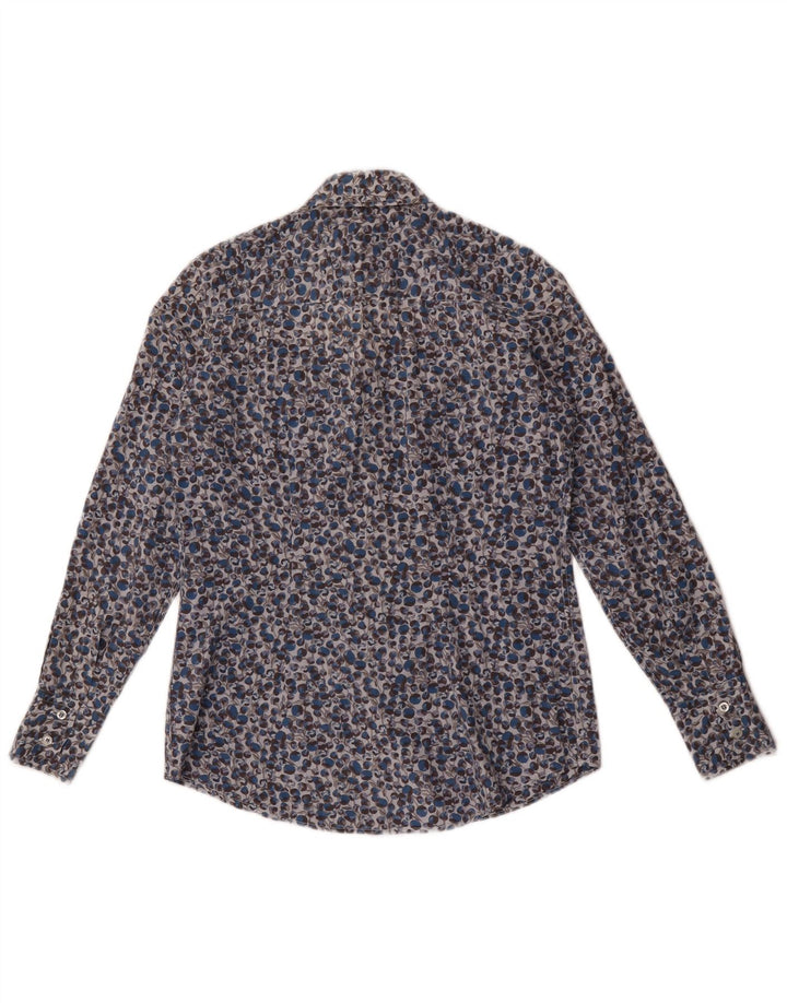 Fred Perry Dameskjorte UK 14 Medium Blue Floral Cotton