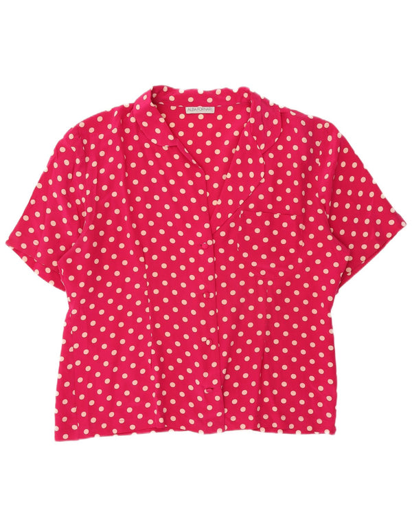 Alba Fornari Dame Kortærmet Bluse IT 48 XL Pink Polka Dot Silke