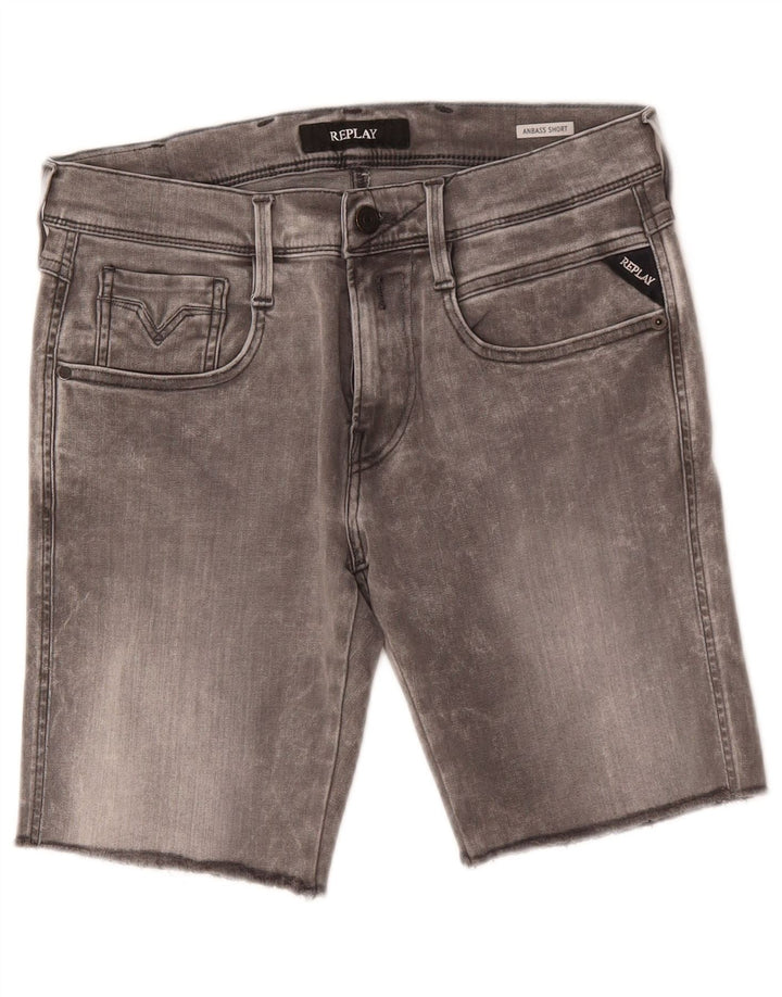 REPLAY Herre Anbass Denim Shorts W29 Medium Grey Bomuld