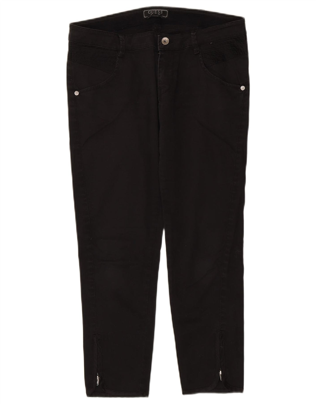 Guess Womens Cropped Trousers W30 L25 Black Bomuld