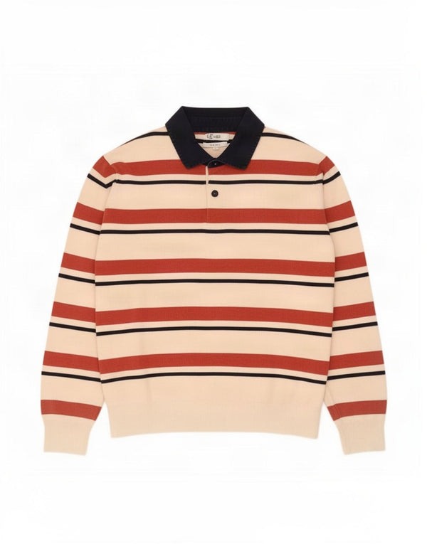 Marks & Spencer Herre Polo Neck Jumper Sweater Large Off White stribet