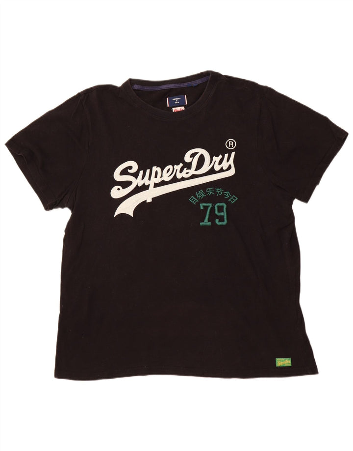 SUPERDRY Herre grafisk T-shirt top 2XL sort bomuld