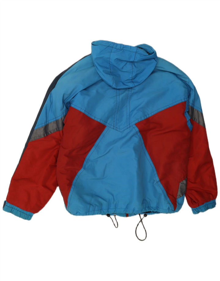 Vintage Skijakke med hætte til mænd UK 38 Medium Blue Colourblock Polyamid