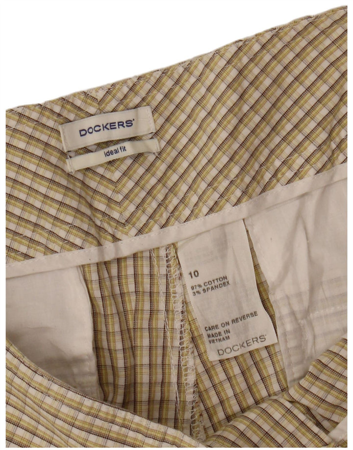 Dockers Dame Ideel Fit Chino Shorts US 10 Large W32 Grøn ternet bomuld