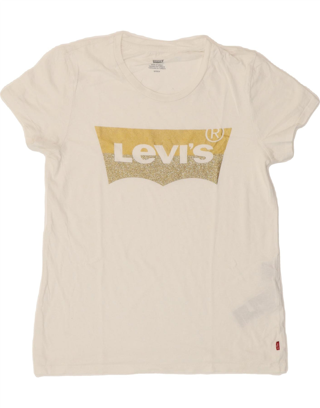 LEVI'S Womens Graphic T-Shirt Top UK 10 Small White Cotton Vintage Levi's and Second-Hand Levi's from Messina Hembry 