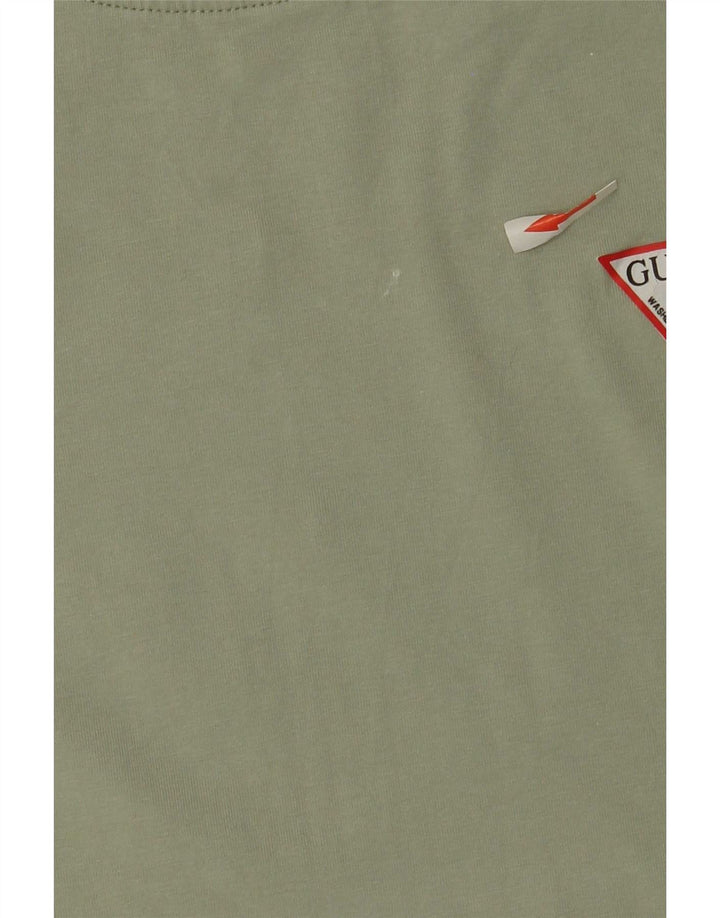 Guess Dame T-Shirt Top UK 12 Medium Grøn Bomuld