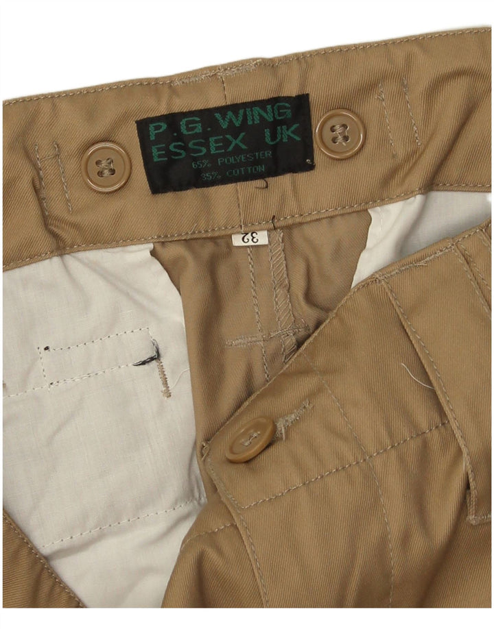 Vintage Straight Cargo Bukser til mænd W32 L32 Beige Polyester