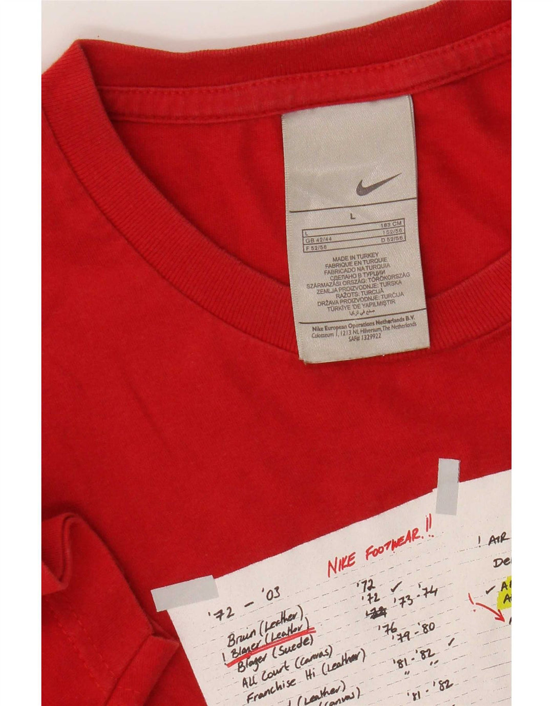 Nike Herre Regular Graphic T-Shirt Top Stor Rød Bomuld