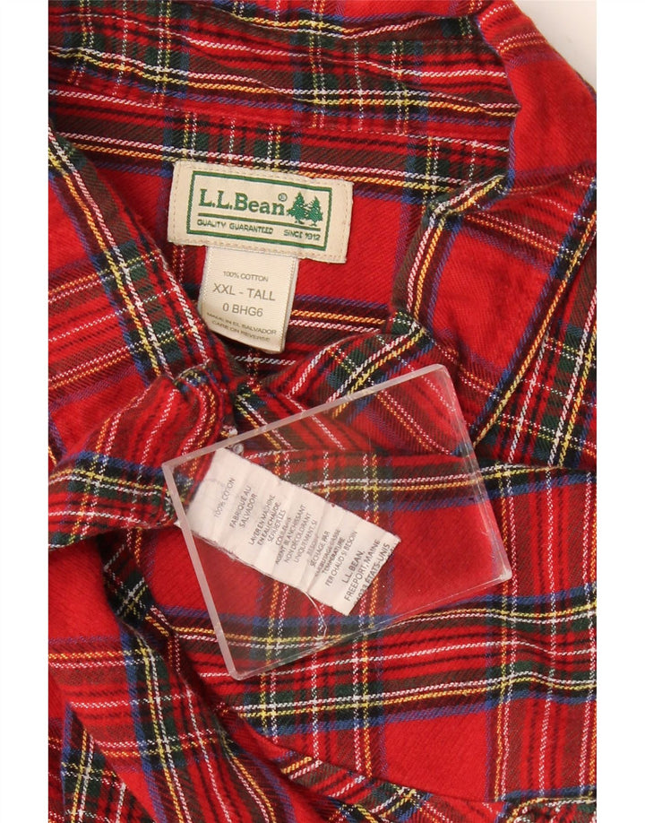 L.L.BEAN Herre høj flannelskjorte 2XL rød ternet bomuld