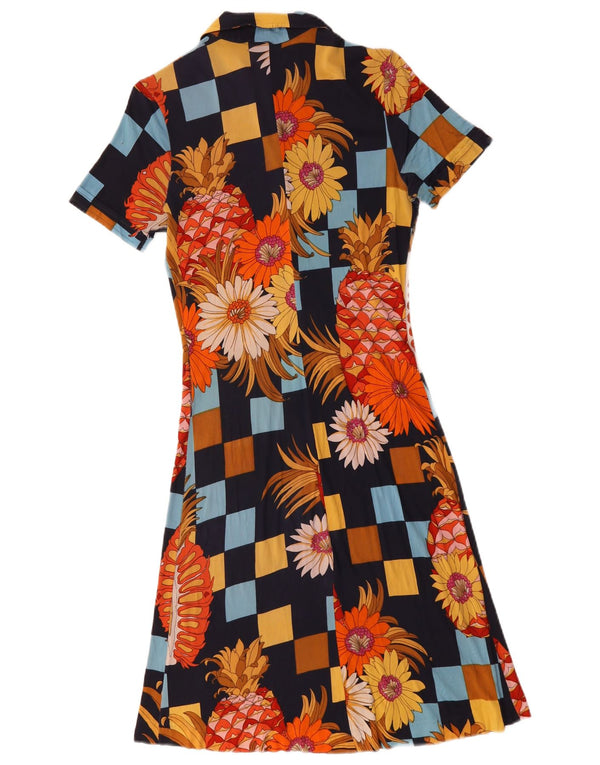 Vintage Dame A-Line Kjole UK 10 Small Multicolored Floral