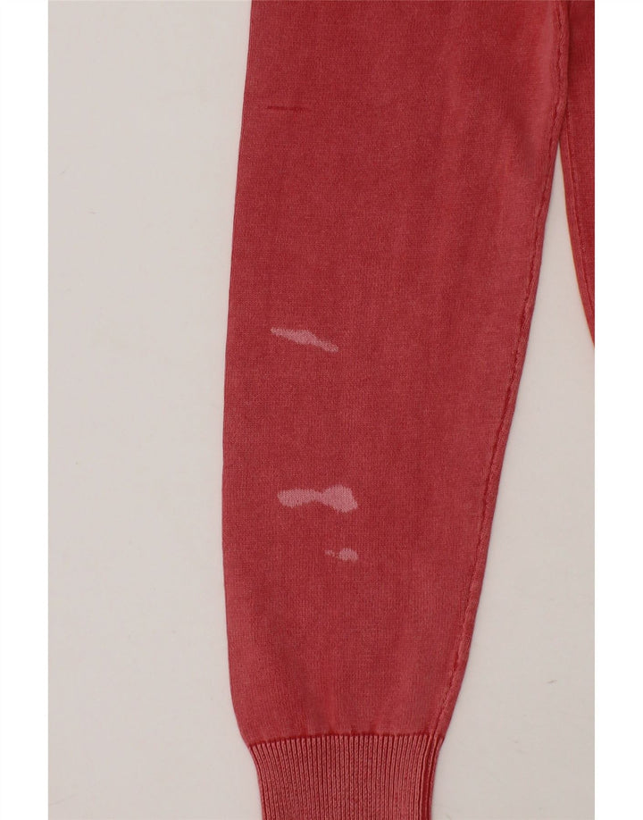 DIADORA Womens V-Neck Jumper Sweater UK 14 Medium Red Cotton Vintage Diadora and Second-Hand Diadora from Messina Hembry 