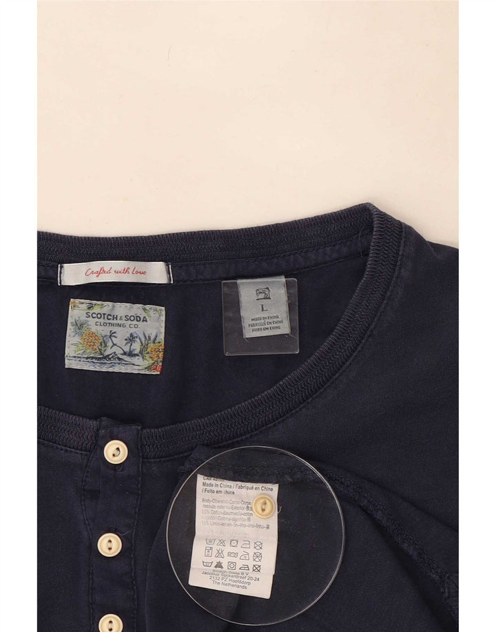 Scotch & Soda Herre Top Langærmet Stor Marineblå Bomuld