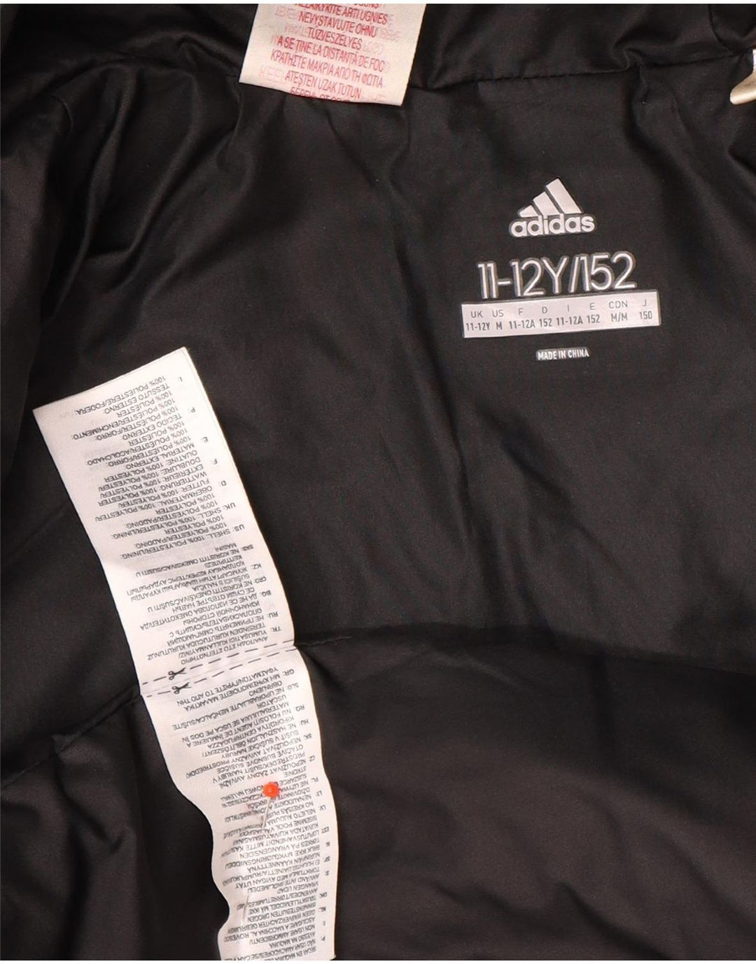 Adidas drenge hættejakke polstret 11-12 år sort polyester