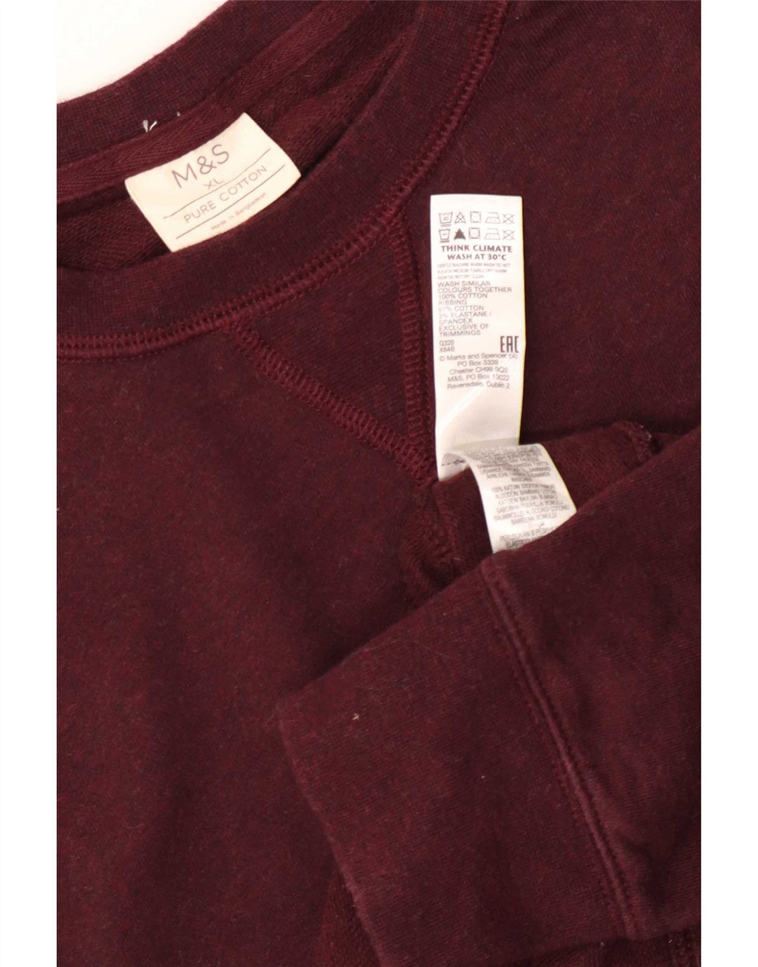 Marks & Spencer Herre Sweatshirt Jumper XL Bourgogne bomuld