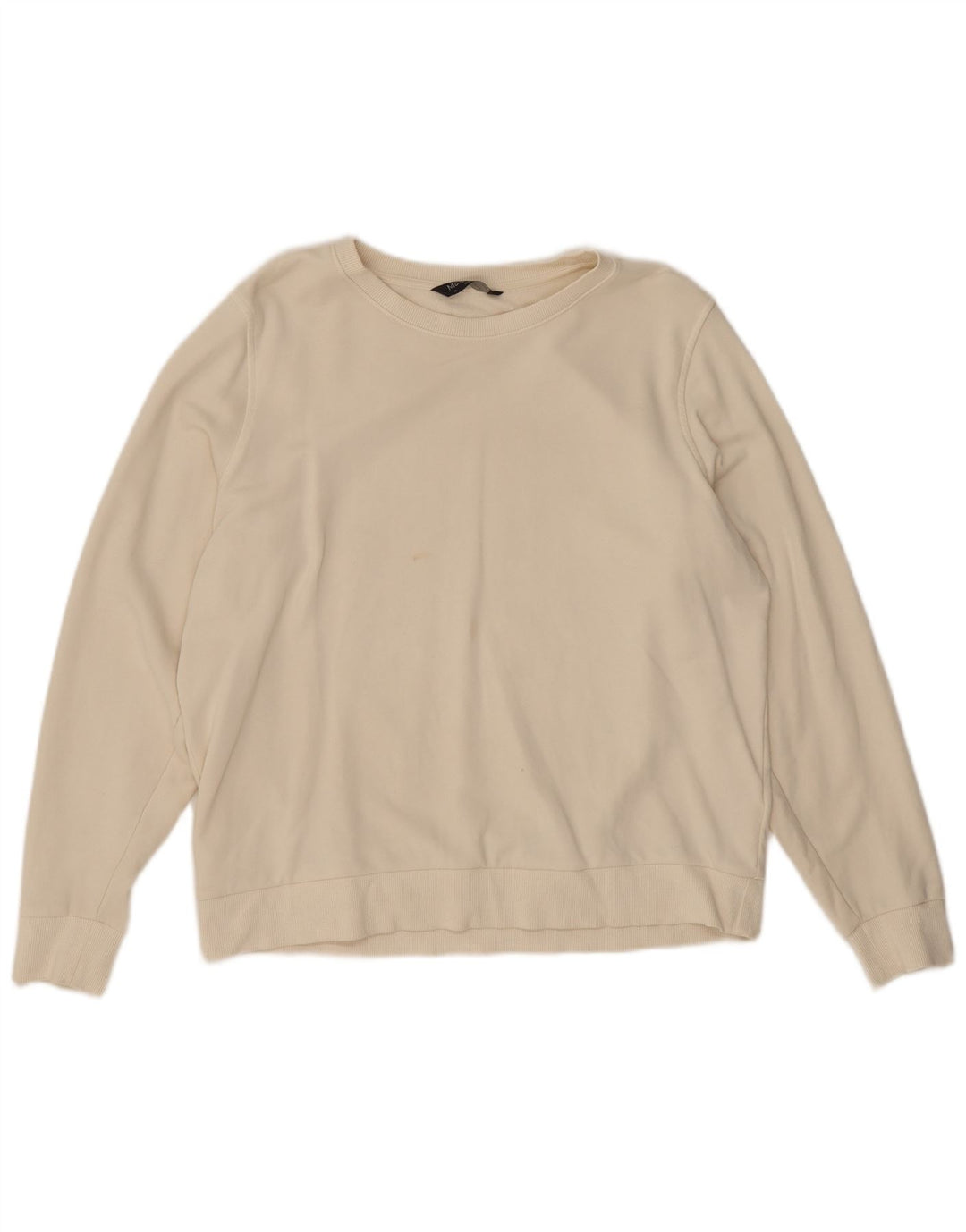 Marks & Spencer Dame Sweatshirt Jumper UK 16 Large Off White Bomuld
