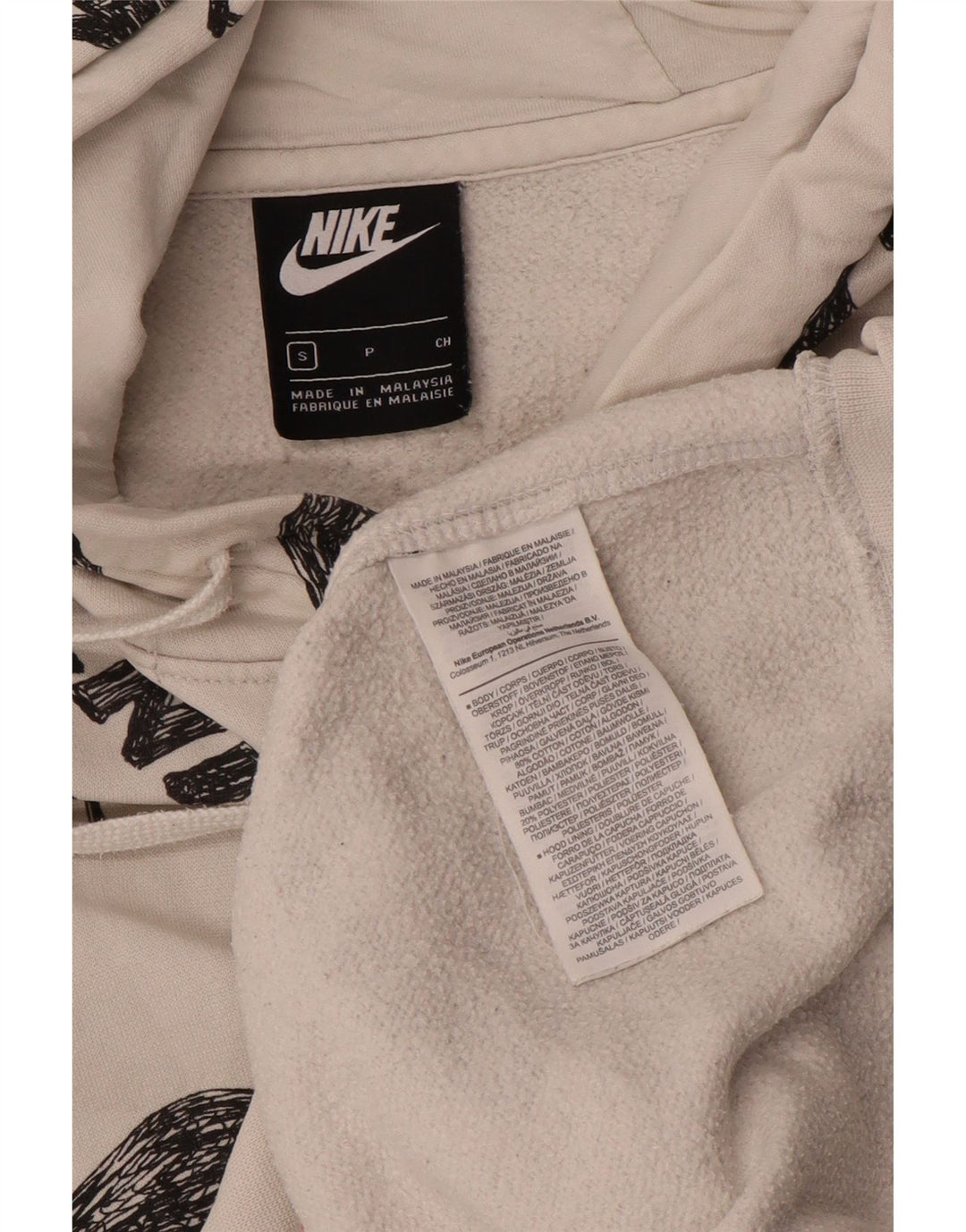 Nike grafisk hættetrøje til mænd, lille råhvid bomuld