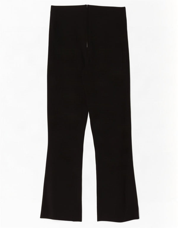 Zara Dame Bootcut Cropped Trousers Small W26 L26 Black Viscose
