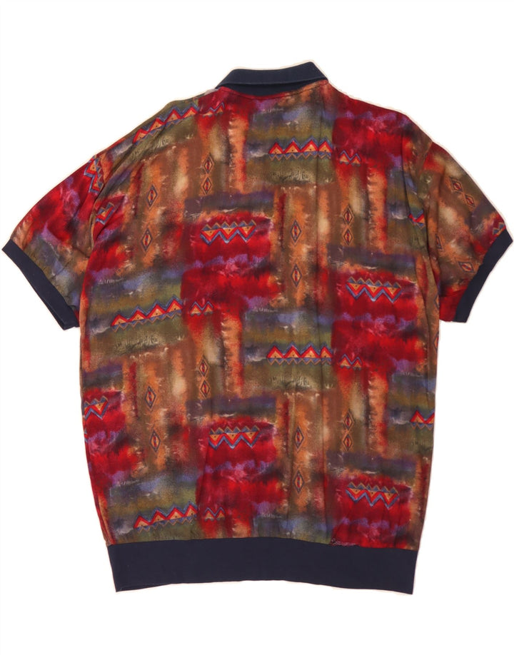 VINTAGE Mens Polo Shirt Large Multicoloured Patchwork Viscose Vintage Vintage and Second-Hand Vintage from Messina Hembry 