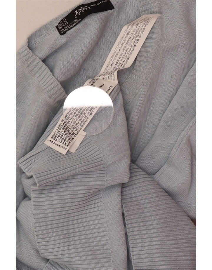 Zara Herre sweater med rund hals XL blå bomuld