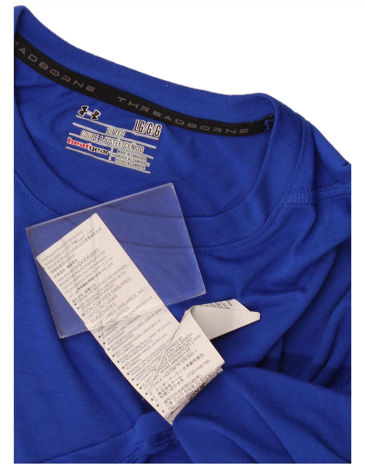 Under Armour Herre Heat Gear T-Shirt Top Stor Blå Polyester