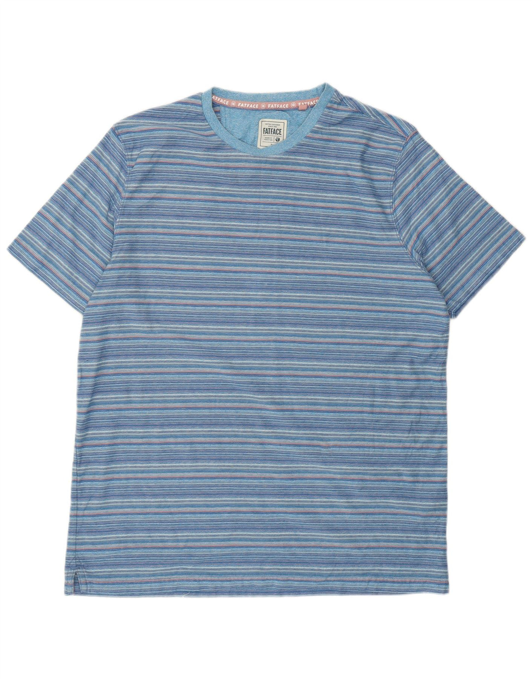 Fat Face Herre T-Shirt Top XL Blå Stribet Bomuld