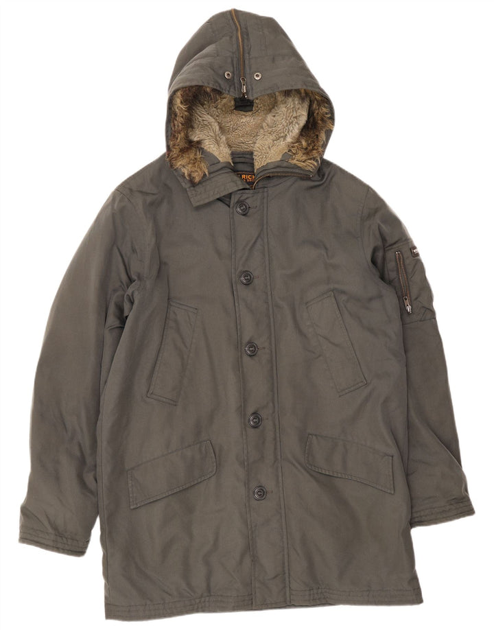 Woolrich Herre Hooded Parka Jacket UK 40 Large Grey