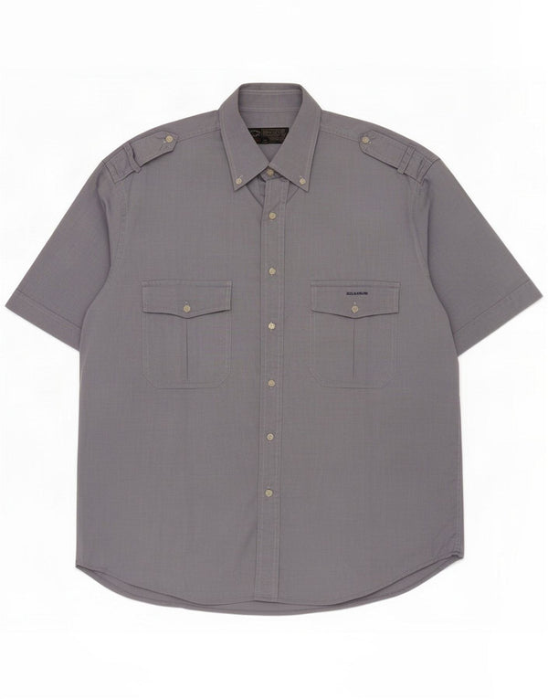 Paul & Shark Mens Yachting Short Sleeve Military Shirt Size 43 17 XL Blue
