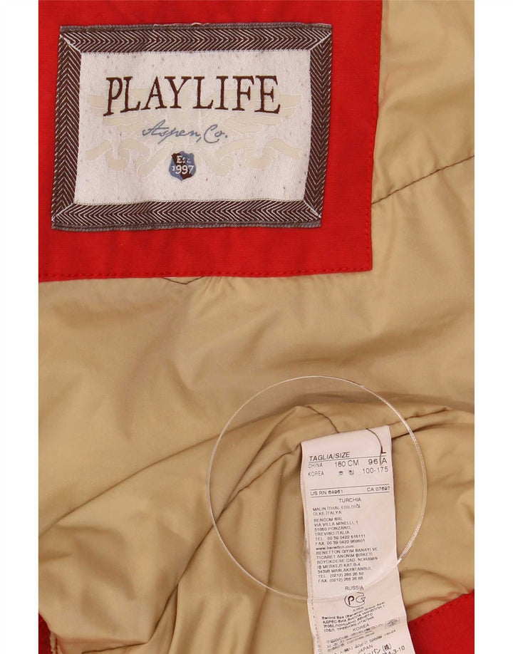 Playlife Herre hættepolstret jakke UK 40 Stor rød bomuld