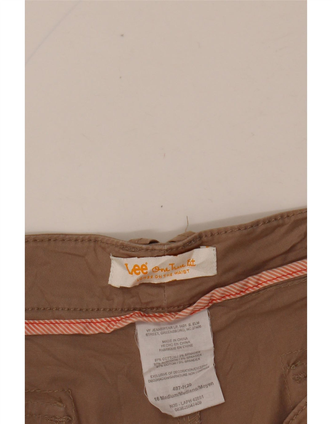 LEE Chino Shorts til kvinder US 16 2XL W38 Brun Bomuld