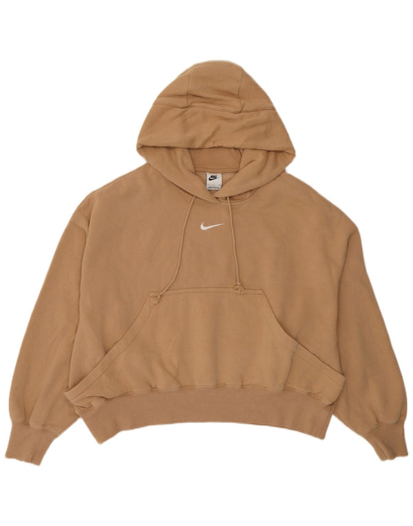 Nike Dame Oversized Hoodie Jumper UK 10 Small Brown Bomuld Sports
