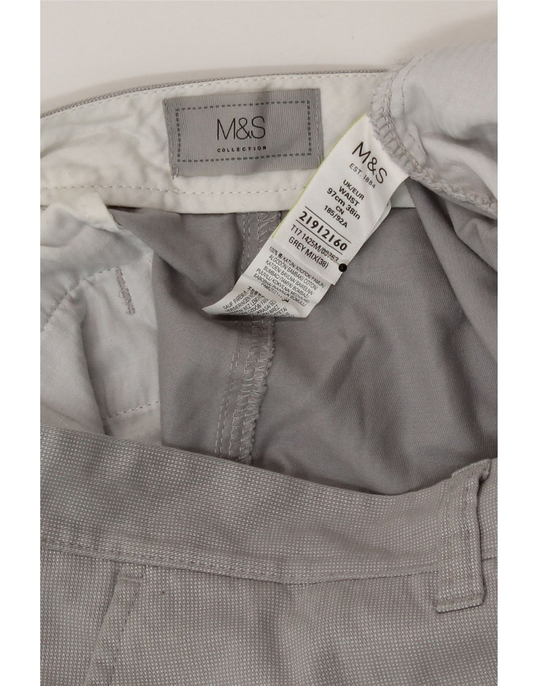 Marks & Spencer Herre Chino Shorts W38 XL Grå Bomuld