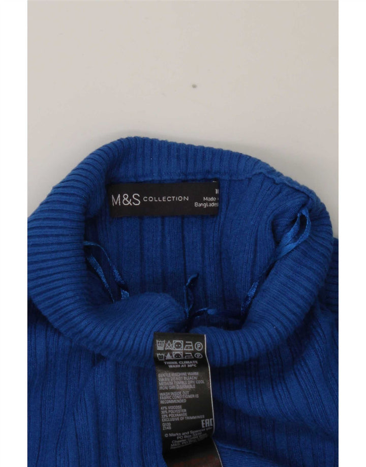 Marks & Spencer Dame Turtle Neck Jumper Sweater UK 10 Small Blue Viscose