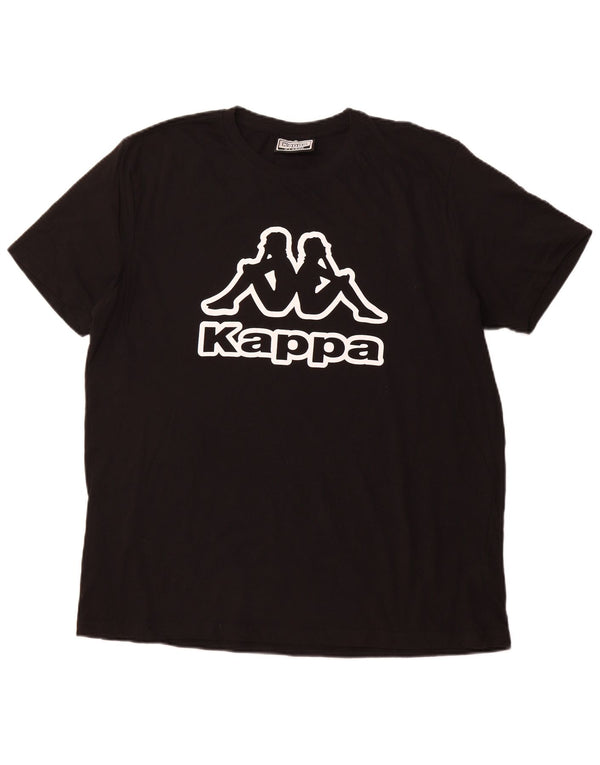 KAPPA Herre grafisk T-shirt top XL sort bomuld