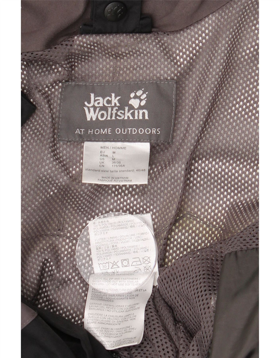 JACK WOLFSKIN Regnjakke med hætte til mænd UK 36/38 Medium Black Colourblock