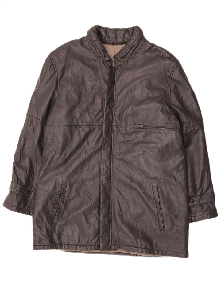 PELLE MODA Mens Leather Coat UK 40 Large Grey