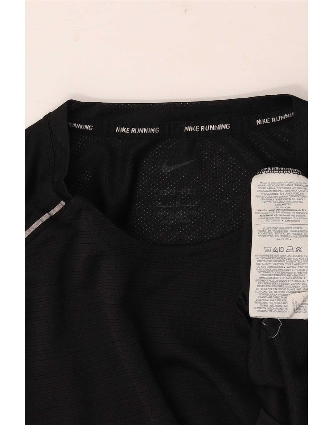 Nike Herre Dri Fit T-Shirt Top Medium Sort Nålestribet Polyester