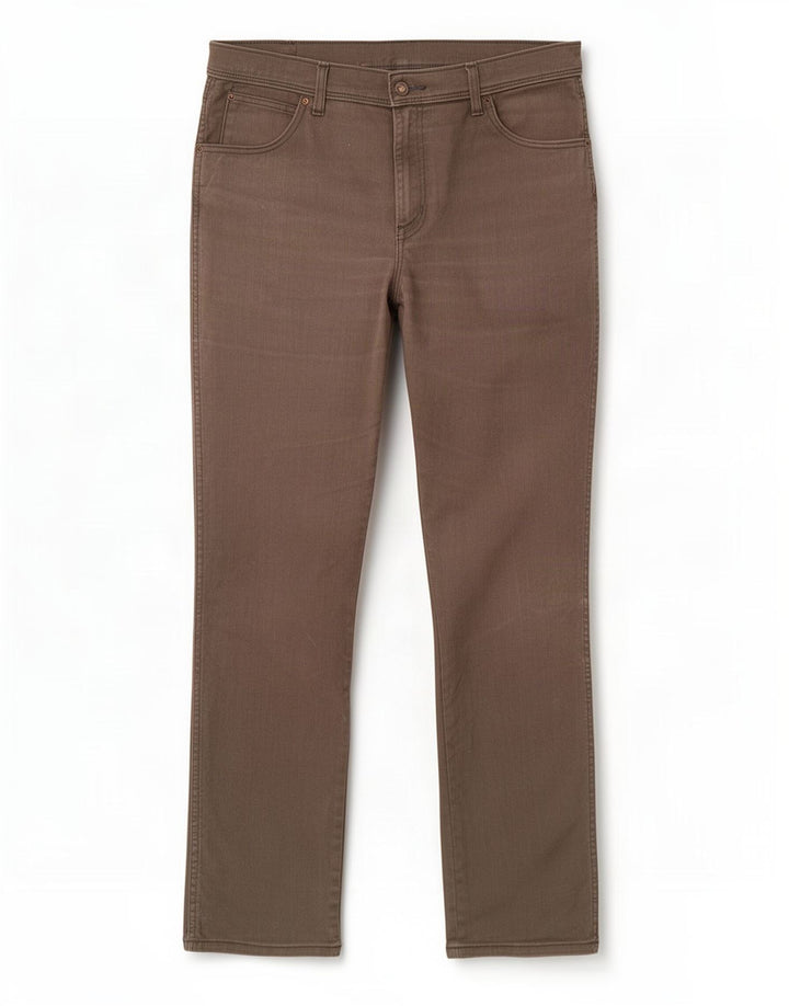 Wrangler Herre Regular Straight Jeans W36 L34 Brun Bomuld