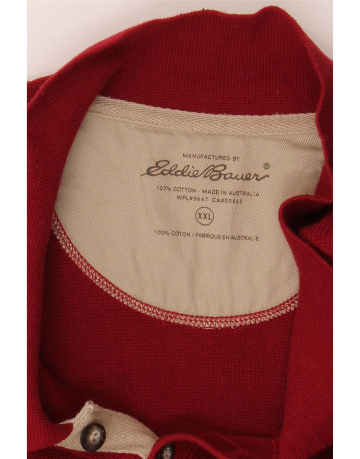EDDIE BAUER Mens Polo Neck Jumper Sweater 2XL Red Cotton Vintage Eddie Bauer and Second-Hand Eddie Bauer from Messina Hembry 