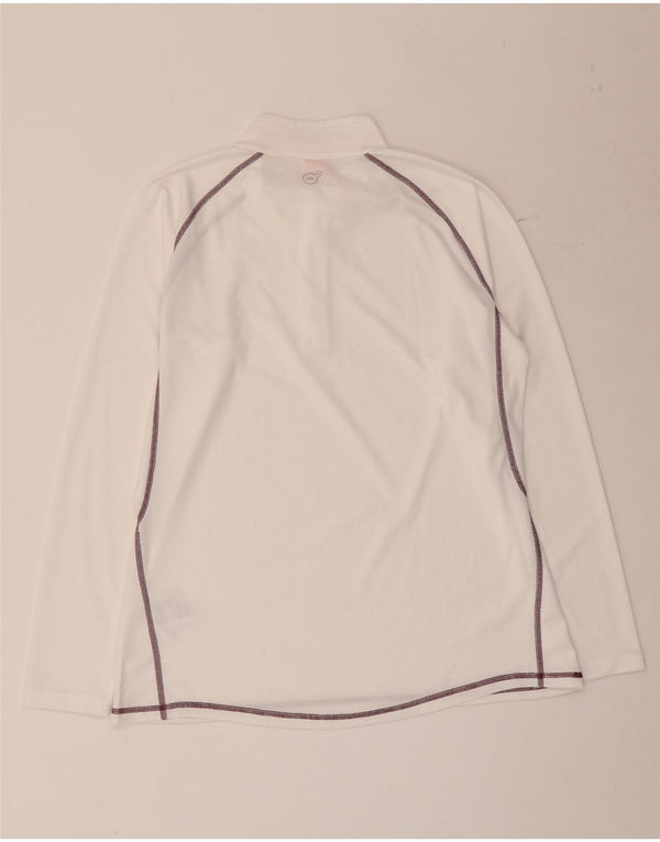 Puma Womens Zip Neck Pullover Træningsdragt Top UK 16 Large White Polyester