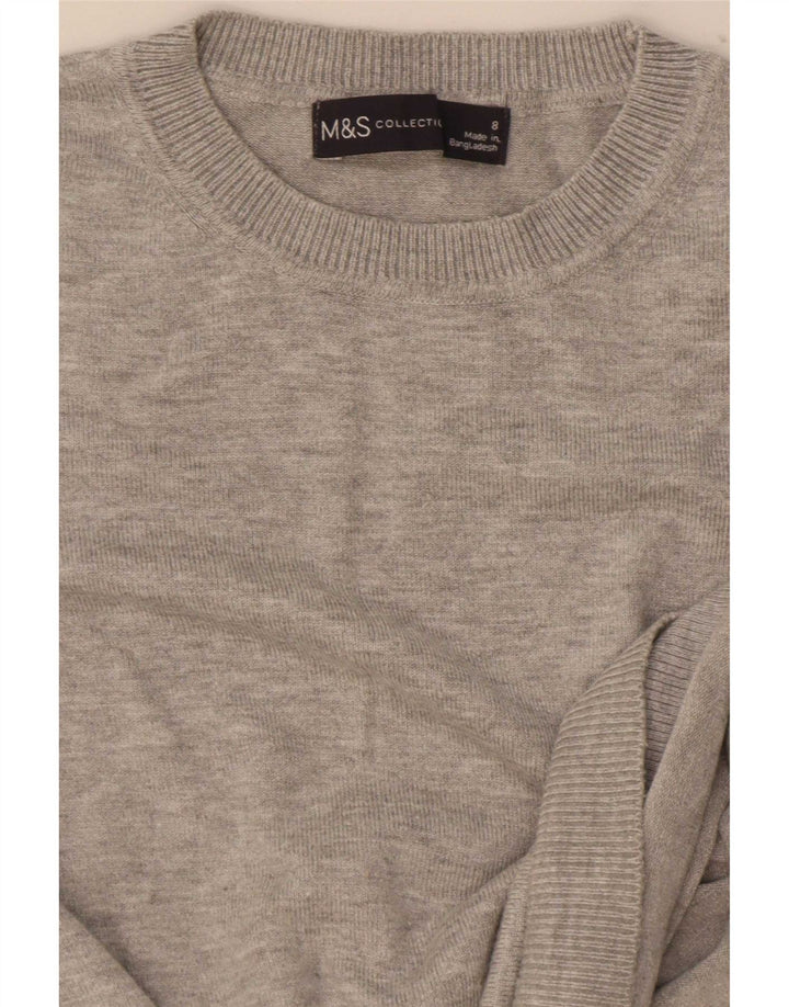 Marks & Spencer Dame Crop T-Shirt Top UK 8 Small Grå