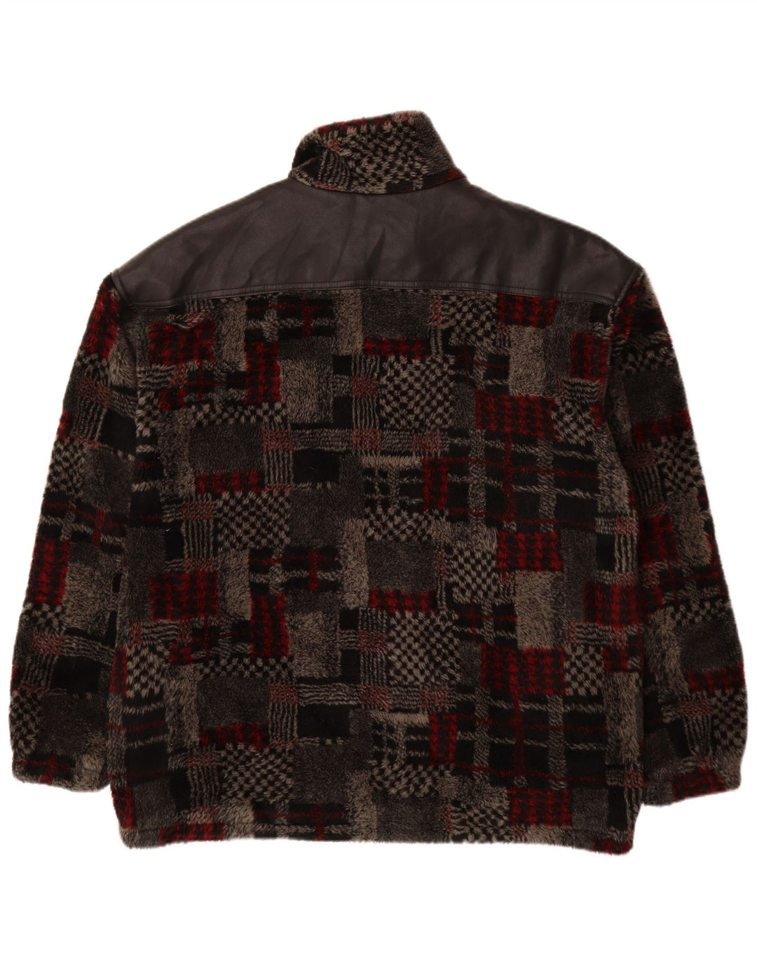 VINTAGE Fleecejakke til mænd UK 44 2XL Grå Patchwork