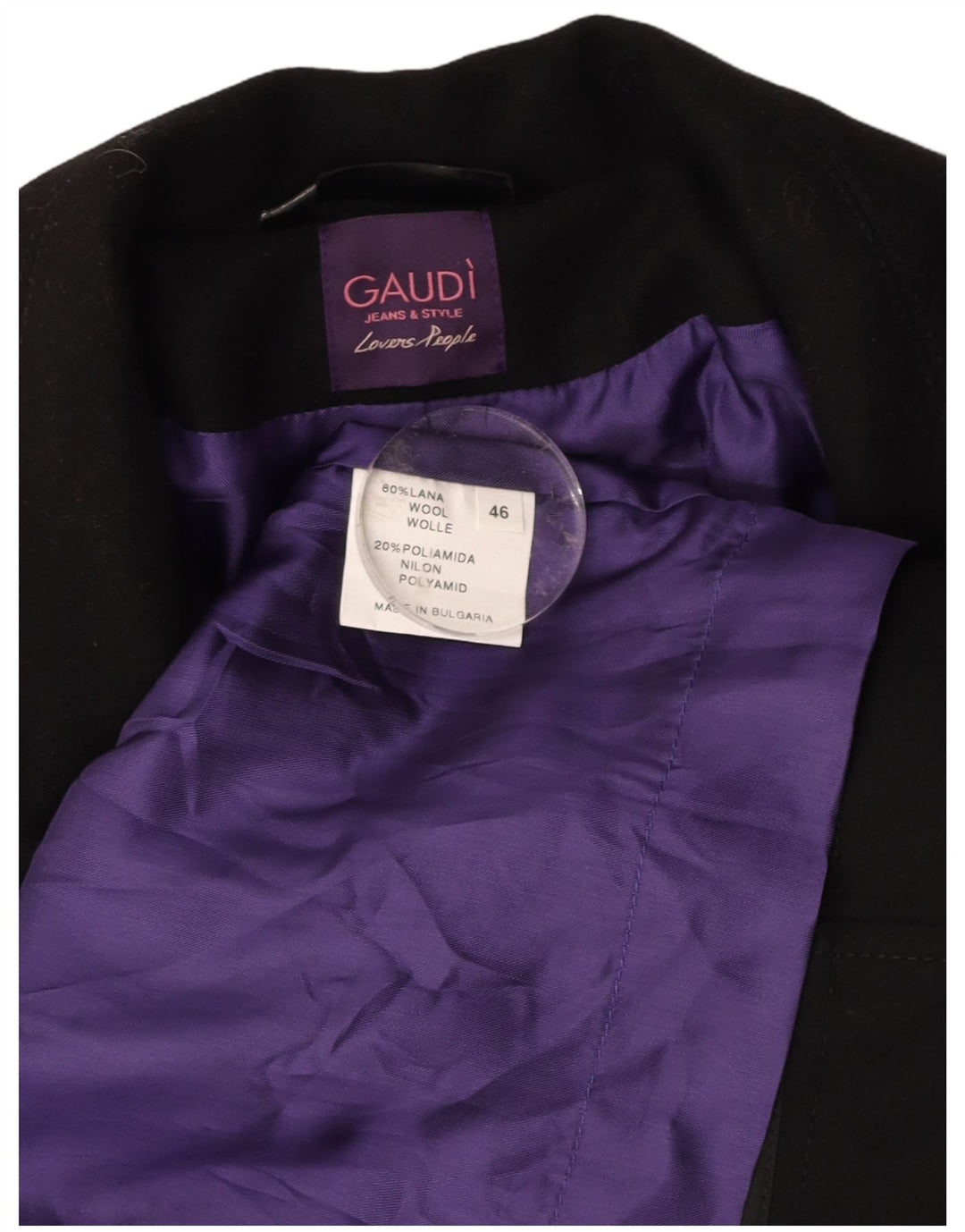 GAUDI Womens Trench Coat IT 46 Large Black Wool