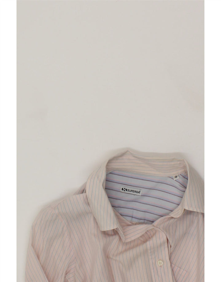 SUPERGA Womens Shirt UK 14 Medium Pink Striped Cotton Vintage Superga and Second-Hand Superga from Messina Hembry 
