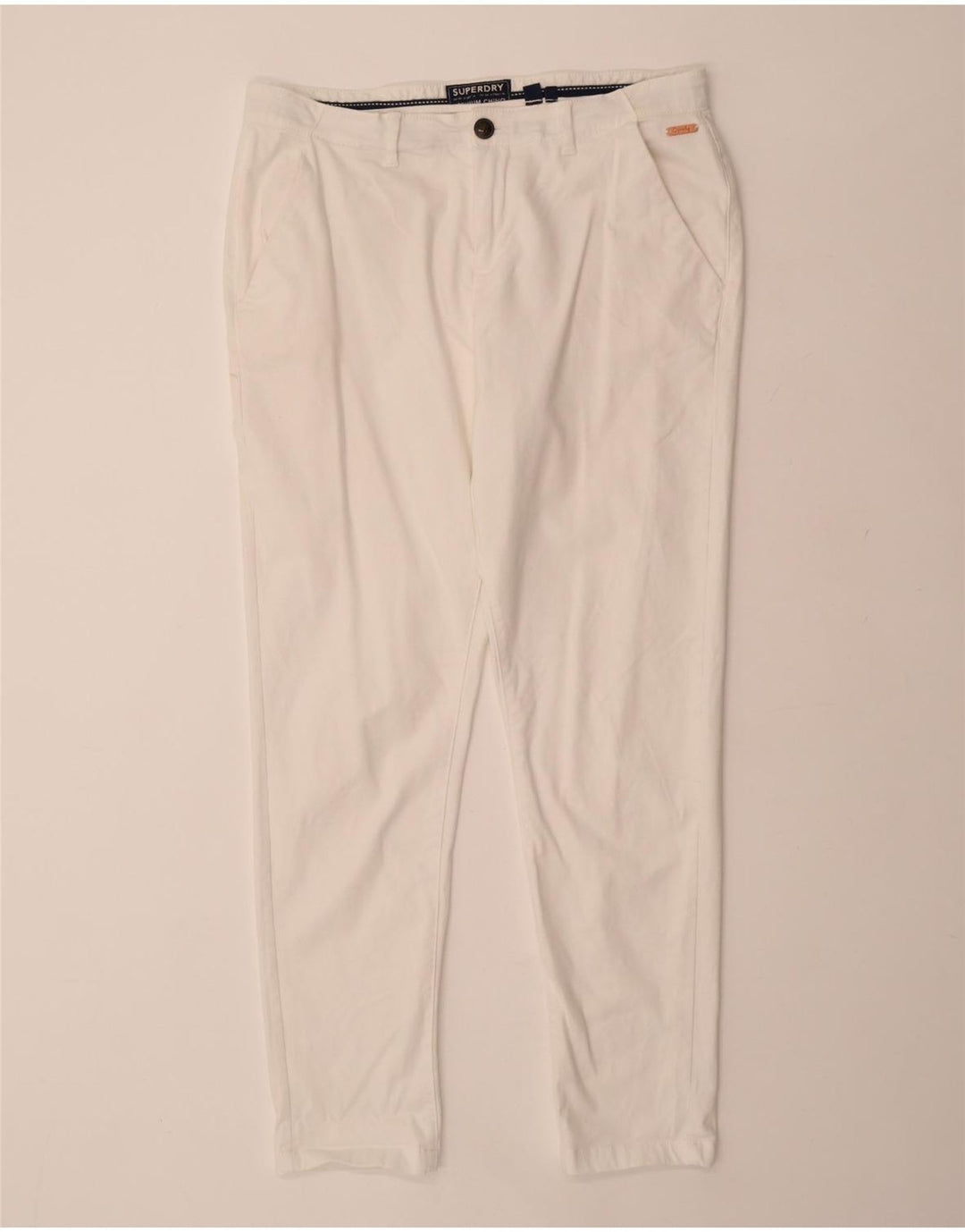 SUPERDRY Slim Chino Bukser til kvinder UK 16 Large W34 L29 Hvid Bomuld
