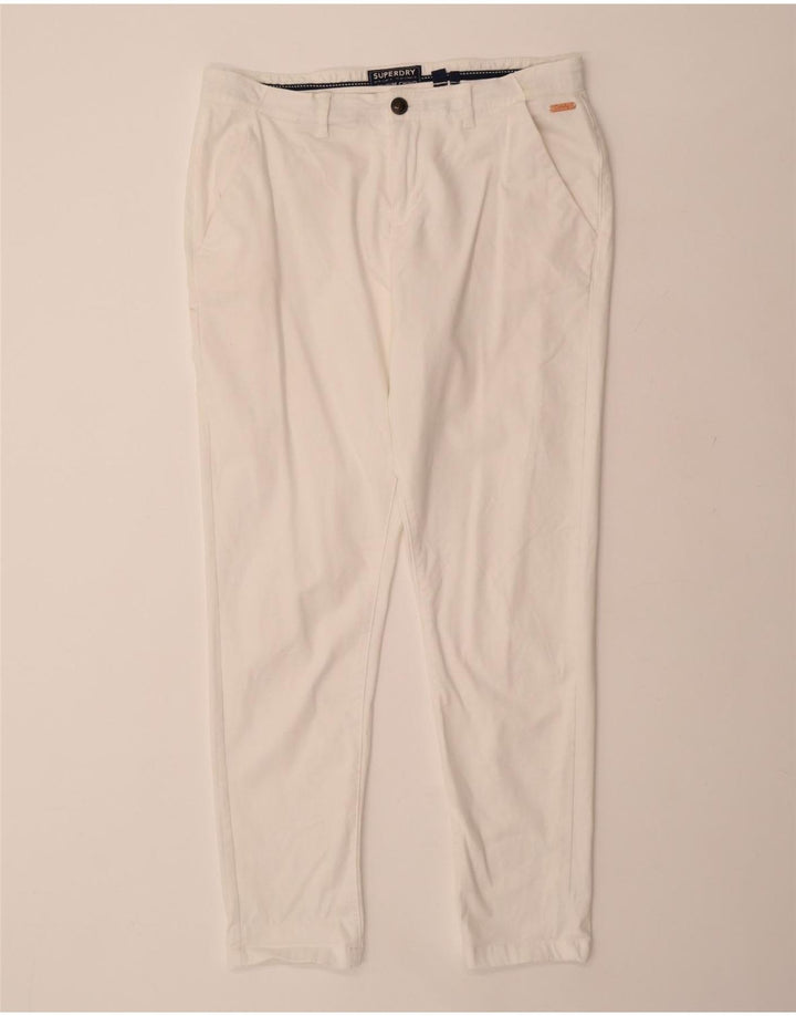 SUPERDRY Slim Chino Bukser til kvinder UK 16 Large W34 L29 Hvid Bomuld