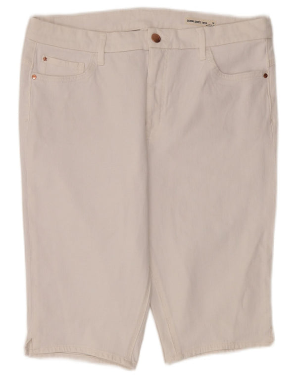 Marks & Spencer denimshorts til kvinder med høj talje UK 18 XL W36 hvid bomuld